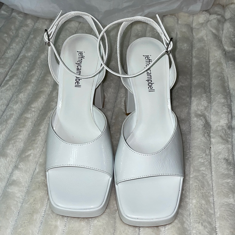 Jeffrey Campbell White Lifts Platform Sandals